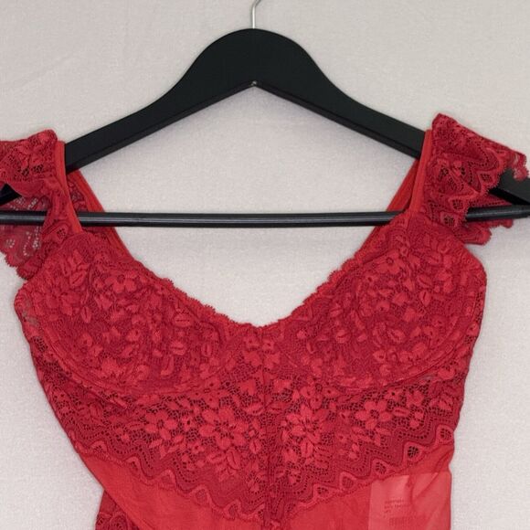 Mucci By Anthropology Bella Bodysuit Red Small Lace - Picture 2 of 9